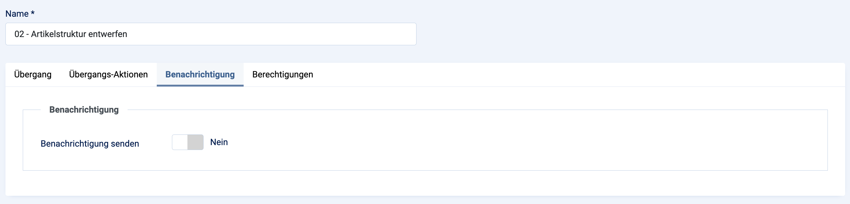 Joomla Workflow Übergang 03 Benachrichtigung